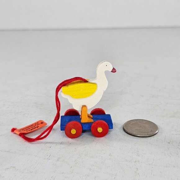 Graupner Holzminiaturen Erzgebirge Wooden Goose On Wheels Ornament Germany - Picture 2 of 8